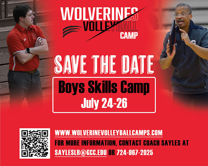 Boys Skills Camp Save the Date. For More Info Contact Coach Sayles at sayleslr@gcc.edu or 724-867-2025