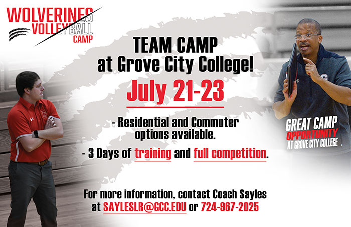 Team Camp Save the Date. For More Info Contact Coach Sayles at sayleslr@gcc.edu or 724-867-2025